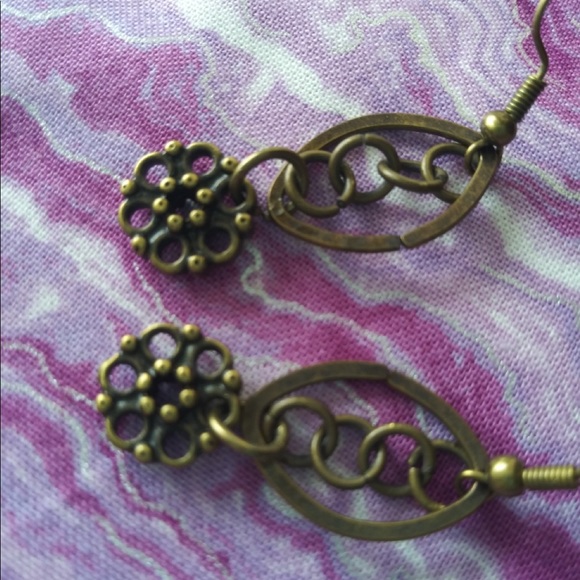 Antique Brass Earrings. - Picture 2 of 2